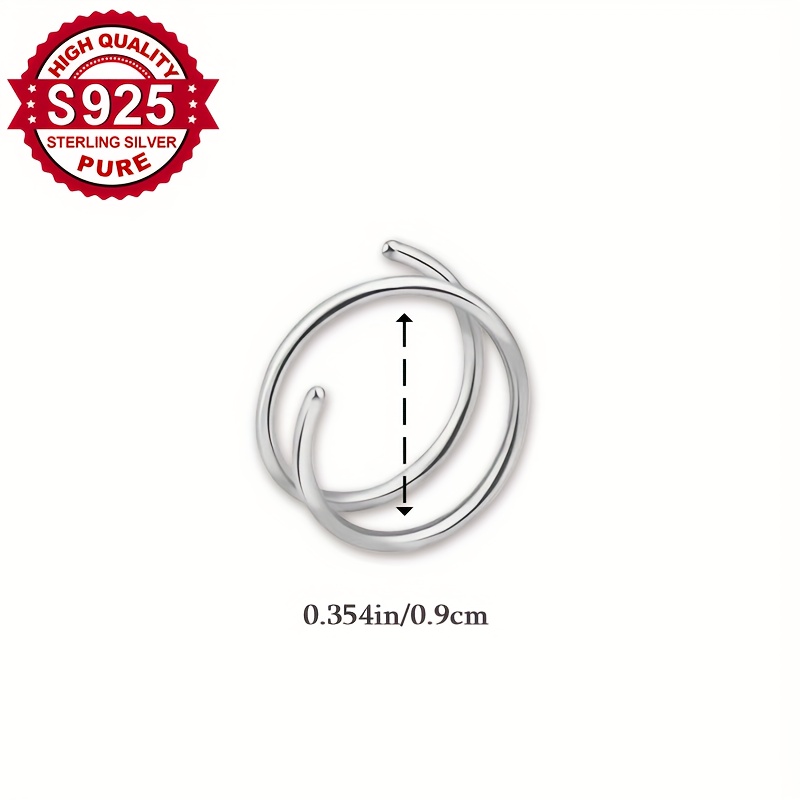 S925 Silver Spiral Wrapped Earrings Single Ear Piercing Accessory